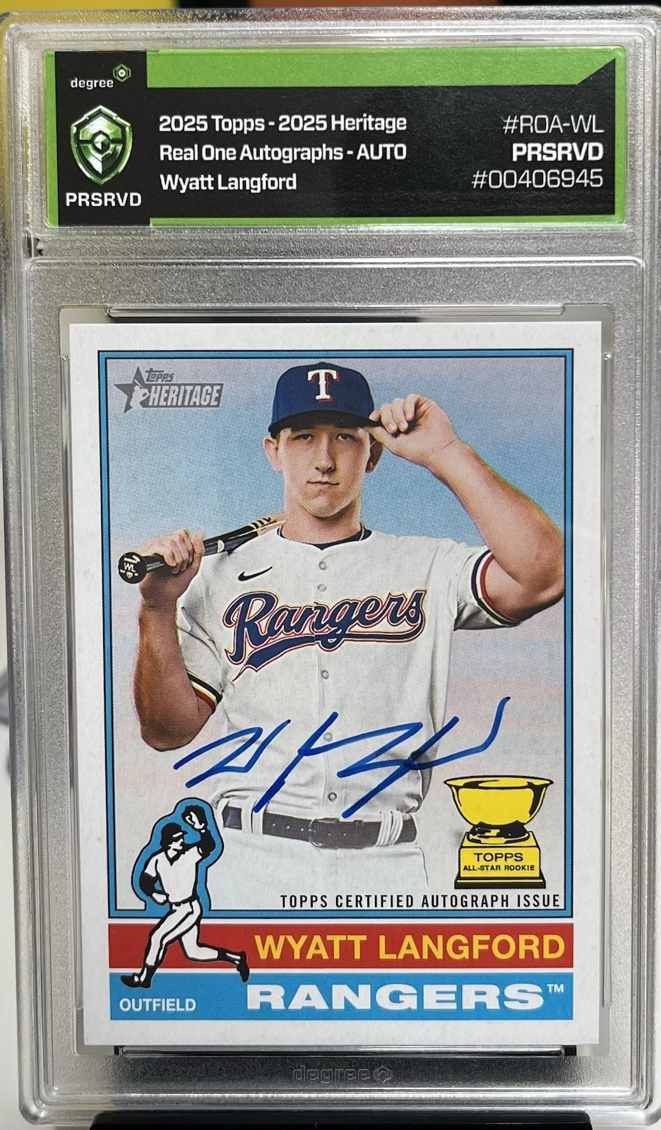 2025 Topps Heritage Baseball Wyatt Langford All-Star Rookie Real One Auto ROA-WL