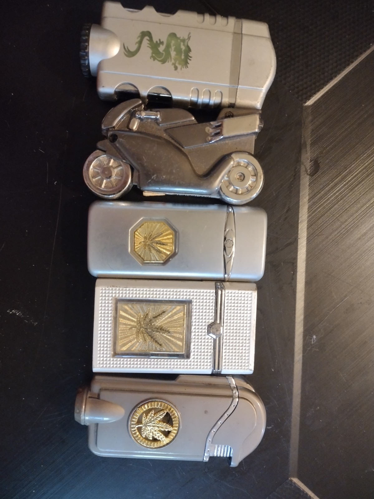 Novelty Pot Leaf Dragon Motorcycle Butane Refillabble Lighters