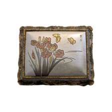 Vtg Japanese Metal Sankyo Jewelry Trinket Music Box Flower Butterfly Design