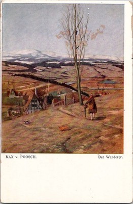 Vintage Postcard Max v. Poosch Der Wanderer Painting Galerie Wiener Kunstler UNP