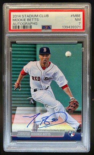2014 Topps Stadium Club Mookie Betts Auto RC Rookie #SCA-MBE Red Sox PSA 7