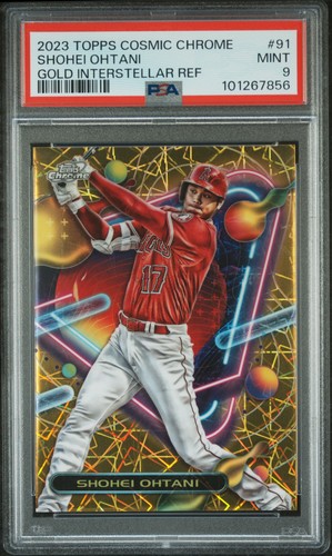 2023 TOPPS COSMIC CHROME GOLD INTERSTELLAR REFRACTOR SHOHEI OHTANI 20/50 PSA 9