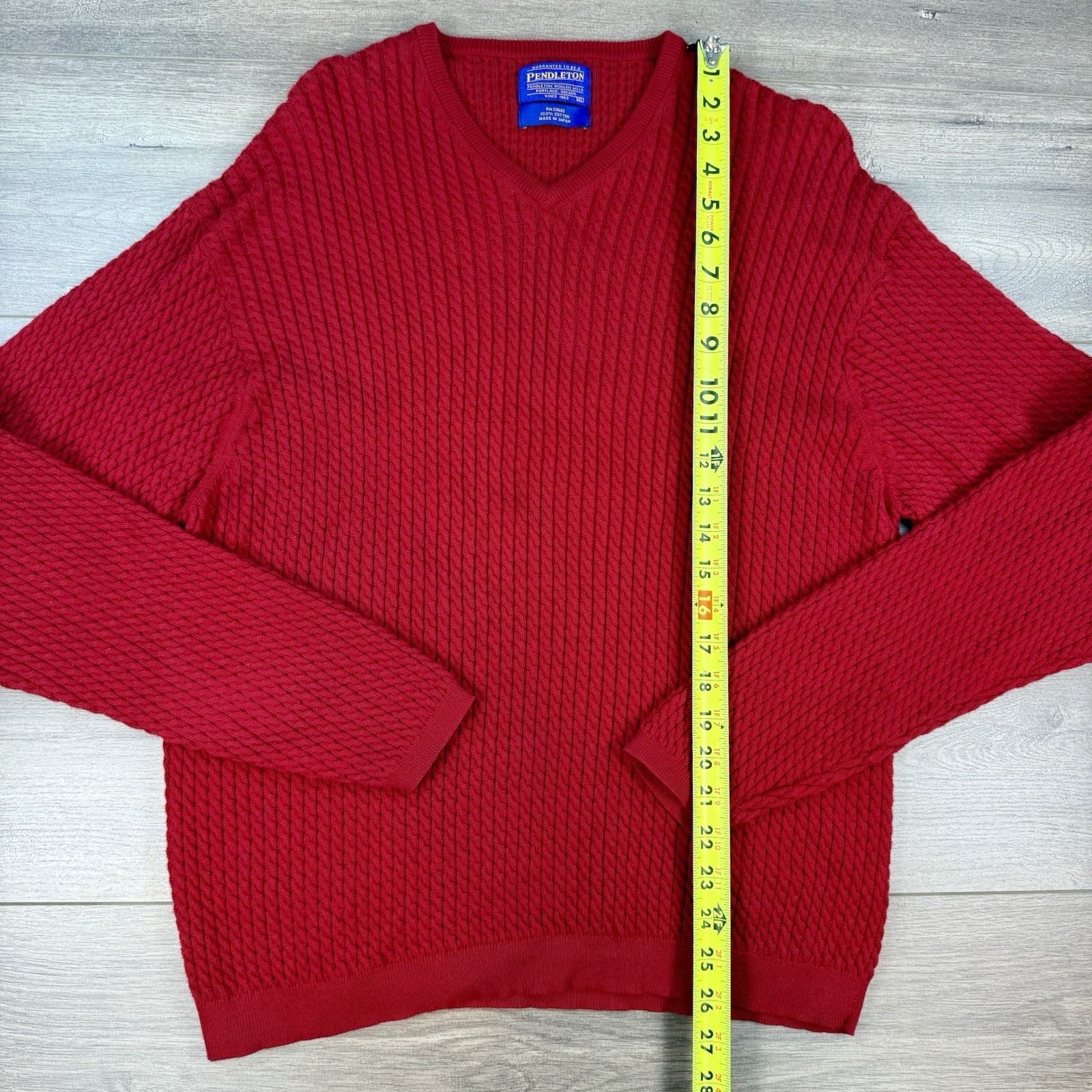 Vtg Pendleton Cable Knit V-Neck Pullover Sweater … - image 12