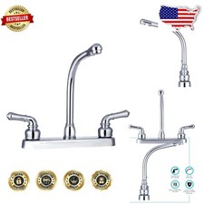 Classic RV Kitchen Sink Faucet 2 Handle Chrome Plated Brass Spout ADA UPC