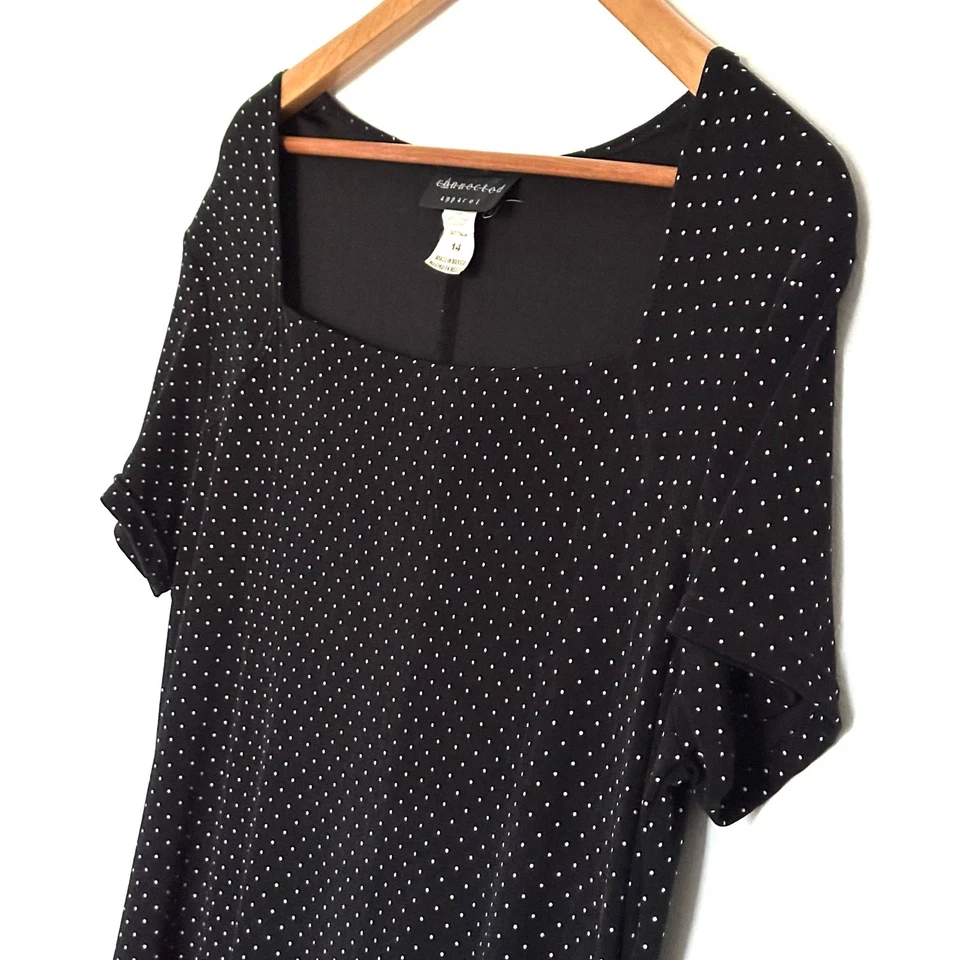 Женское платье макси Connected Apparel размер 14 черно-белое в горошек с коротким рукавом - Изображение 4 из 4