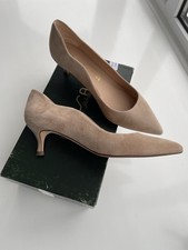 Women's Low Heel Suede Stiletto Size 39 In Neutral Beige