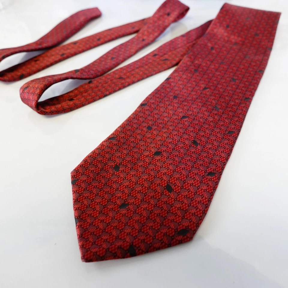 Corbata Texturizada Para Hombres Rojo Geométrico Micro Cuadros Vestido Traje Prendas para el Cuello HOMBRE DE HOY ITALIA Foto 4 de 4