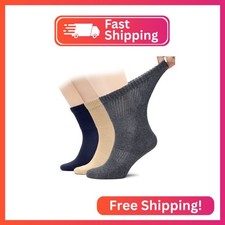 Hugh Ugoli Men's Cotton Diabetic Ankle Socks, Wide, Loose and Stretchy, Seamless