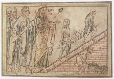 140 Matthew Paris Drawing of King Offa and His Architect St Albans 1240 50 Vinta