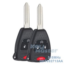 2x For Dodge Jeep Electronic Keyless Remote Start Head Key Fob Oht692713aa