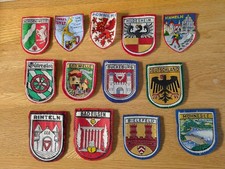 13 vintage (1960s) souvenir embroidered felt sew-on badges - places in Germany