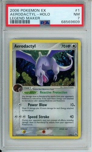 PSA 7 - Aerodactyl - 1/92 Legend Maker Holo