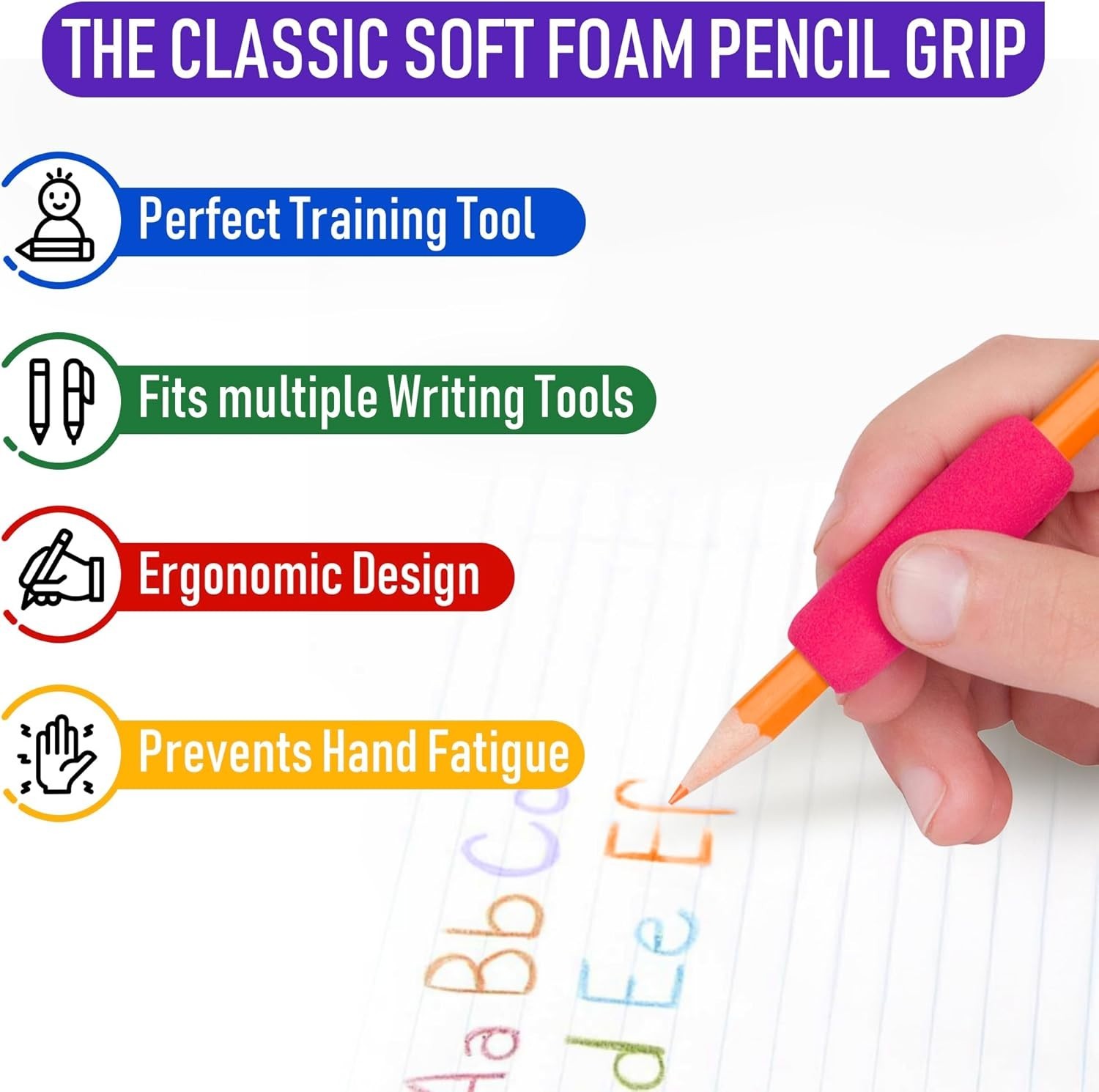 The Classics Soft Foam Pencil Grips, Ergonomic Writing Aid For Lefties And Ri...