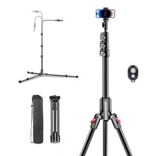 CAMBOFOTO 84" Phone Tripod, Tall Tripod for iPhone with Gooseneck 84", Black