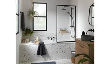 1375x755mm Fully Framed Bath Shower Screen Black Waterproof Easy Clean