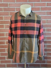 Burberry Brit Cotton Flannel Nova Check Mens Large (Big Rips on Both Sleeves)