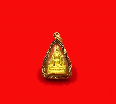 Phra Buddha Chinnarat Gold Micron Pendant Talisman Mantra Thai Buddhism Amulet