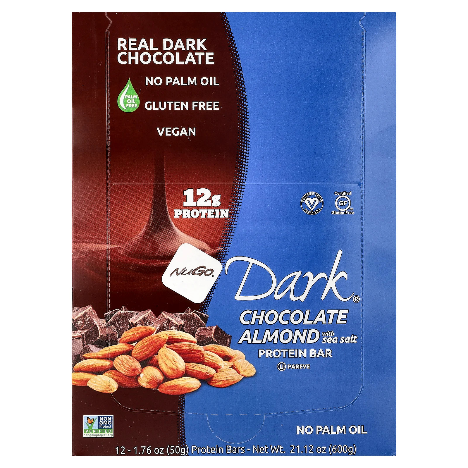 Dark Protein Bars Chocolate Almond With Sea Salt 12 Bars 176 oz 50 g 4890₽