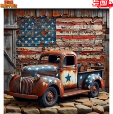 Truck Diamond Painting Kits for Adults, American Flag Diamond Art Dots 5D Ful...