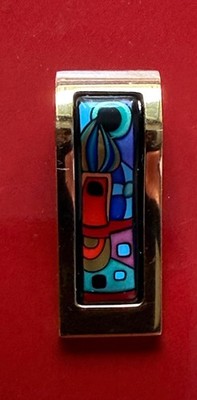 Frey Wille Fire Enameled Gold Tone Wave Cubist Pendant No Chain Rare Find