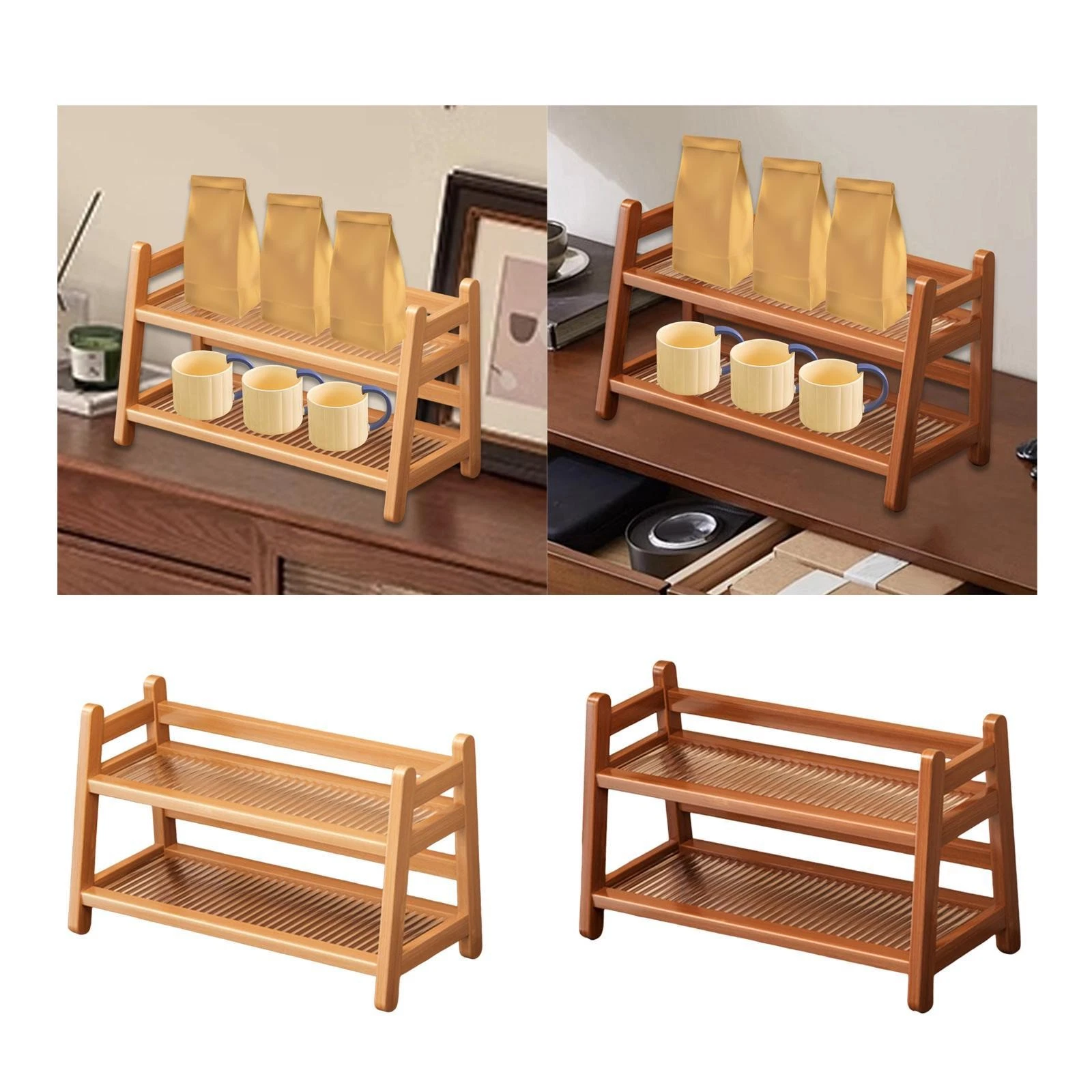 Syrup Bottle Stand Holder 2 Tier Kitchen Counter Shelf for Tabletop Pantry