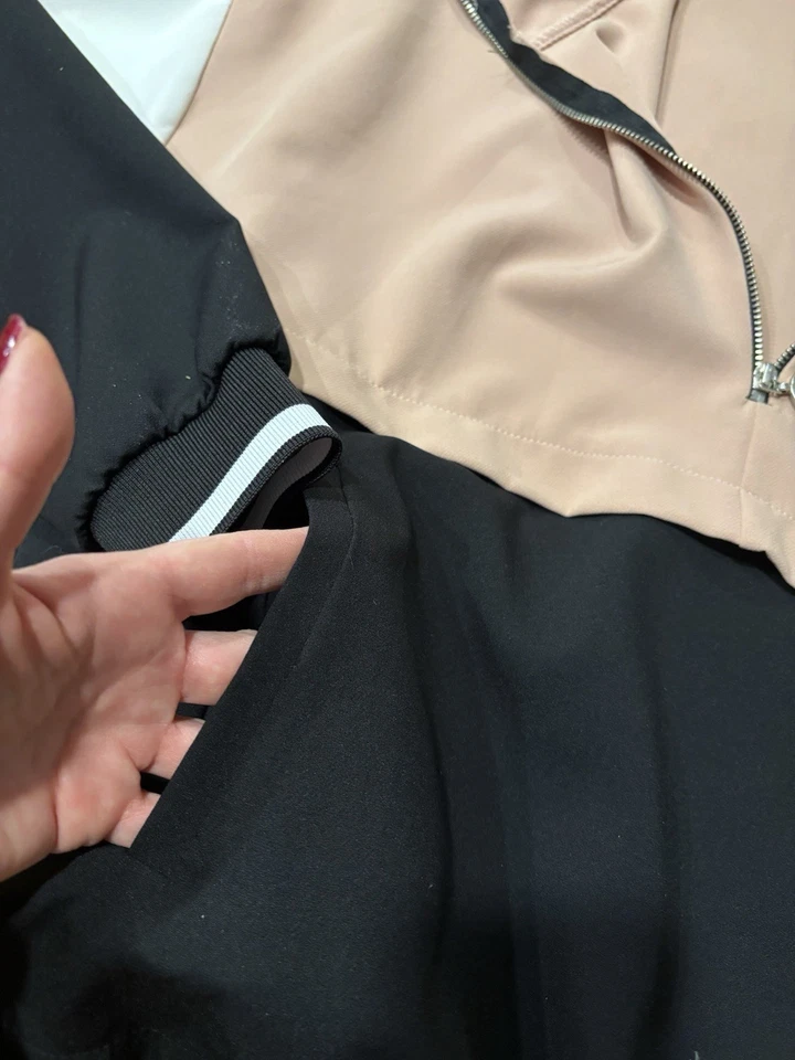 Пуловер с капюшоном ZARA Color Block Quarter на молнии персиковый и черный РАЗМЕР M - Изображение 4 из 4