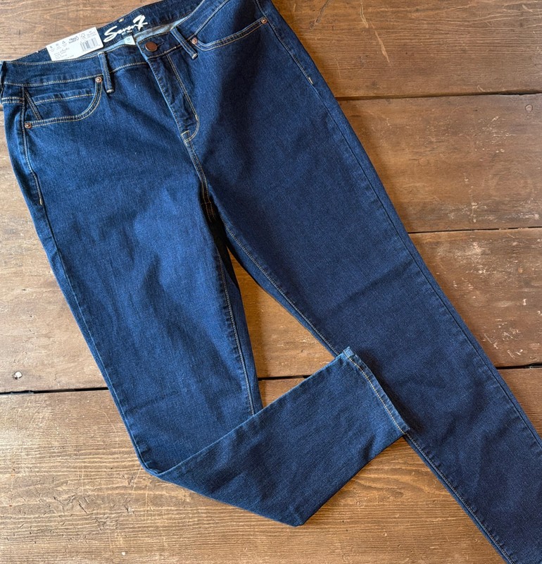 Seven7 Jeans Womens Size 12 Blue Dark Wash High Rise Skinny Stretch Five Pocket