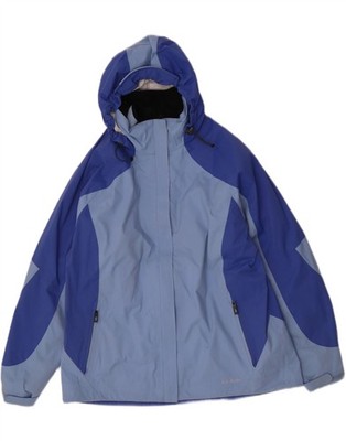 L.L.BEAN Damen Windbreaker Jacke mit Kapuze UK 16 Large blau Colourblock CM10
