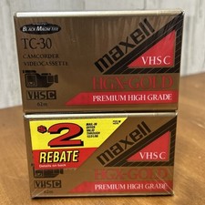 Maxwell Camcorder Video Tape VHS-C TC-30 HGX-Gold Premium High Grade 2 Tapes