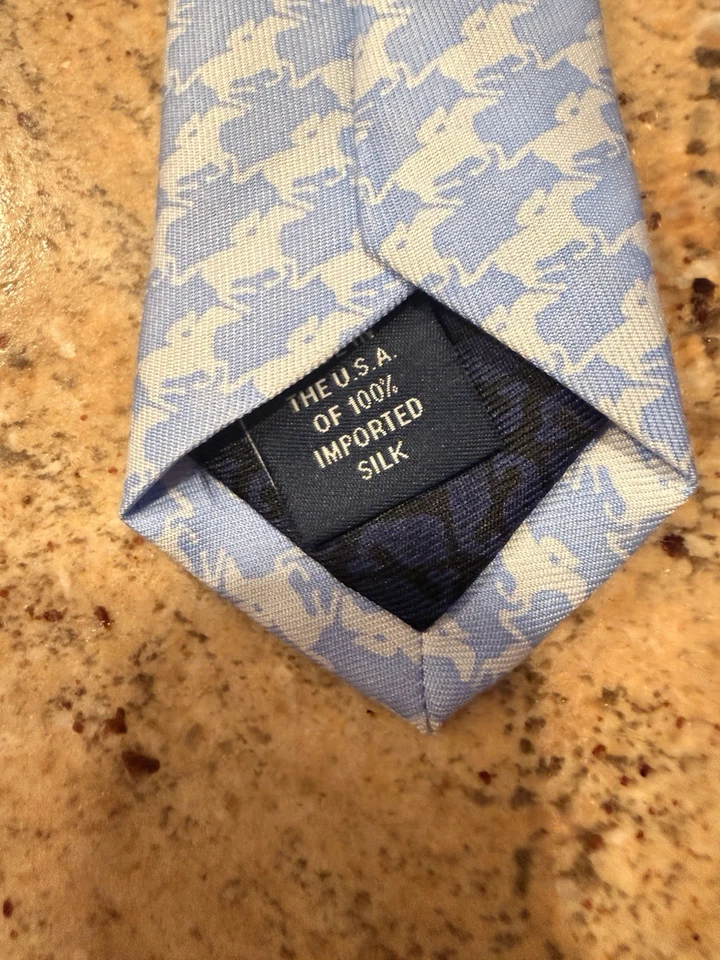 CORBATA PARA HOMBRE VINEYARD VINES Kentucky Derby Rider OnHorse 100 % seda azul HECHA EN EE. UU. Foto 3 de 4