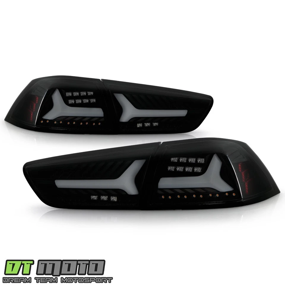 2008-2017 Mitsubishi Lancer 08-15 EVO X Black Smoked LED Tube Tail Lights Lamps - Image 2 of 4