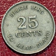 VERY NICE 1985 BELIZE 25 CENTS WORLD CONGRESS FOR FORESTRY FOREIGN COIN-DEC050