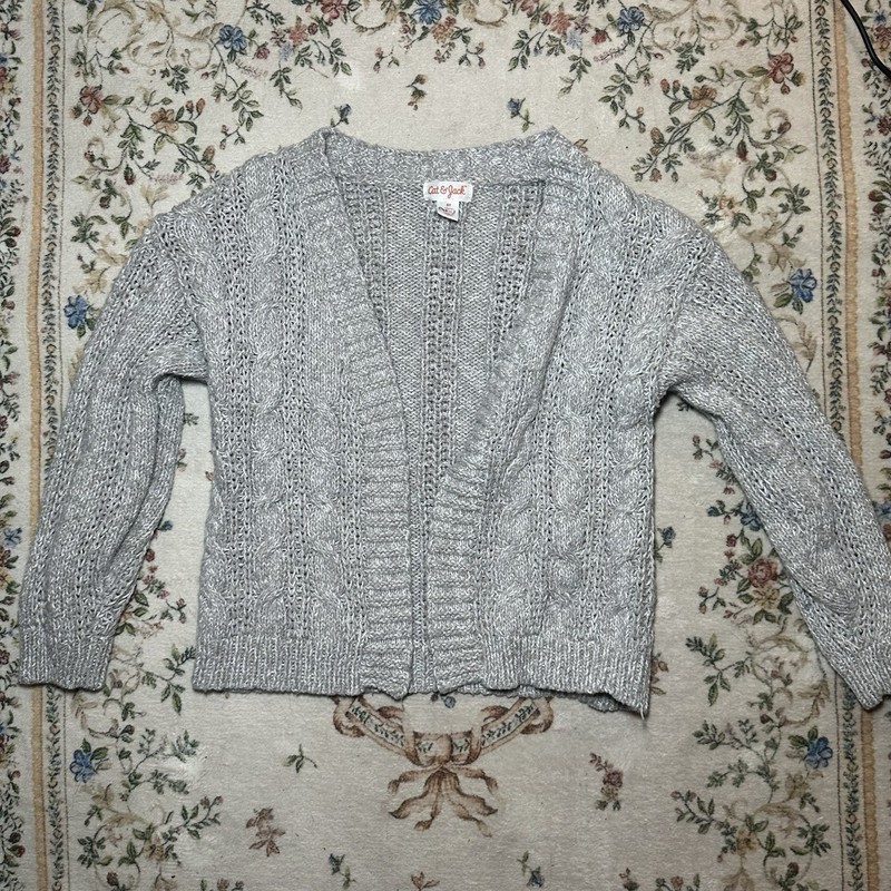 Cat & Jack Girls XS Gray Acrylic Knit Open Front Cardigan Sweater