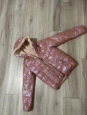 Abercrombie Kids Puffer Jacket Hooded Reversible Pink Lined Girls 11/12