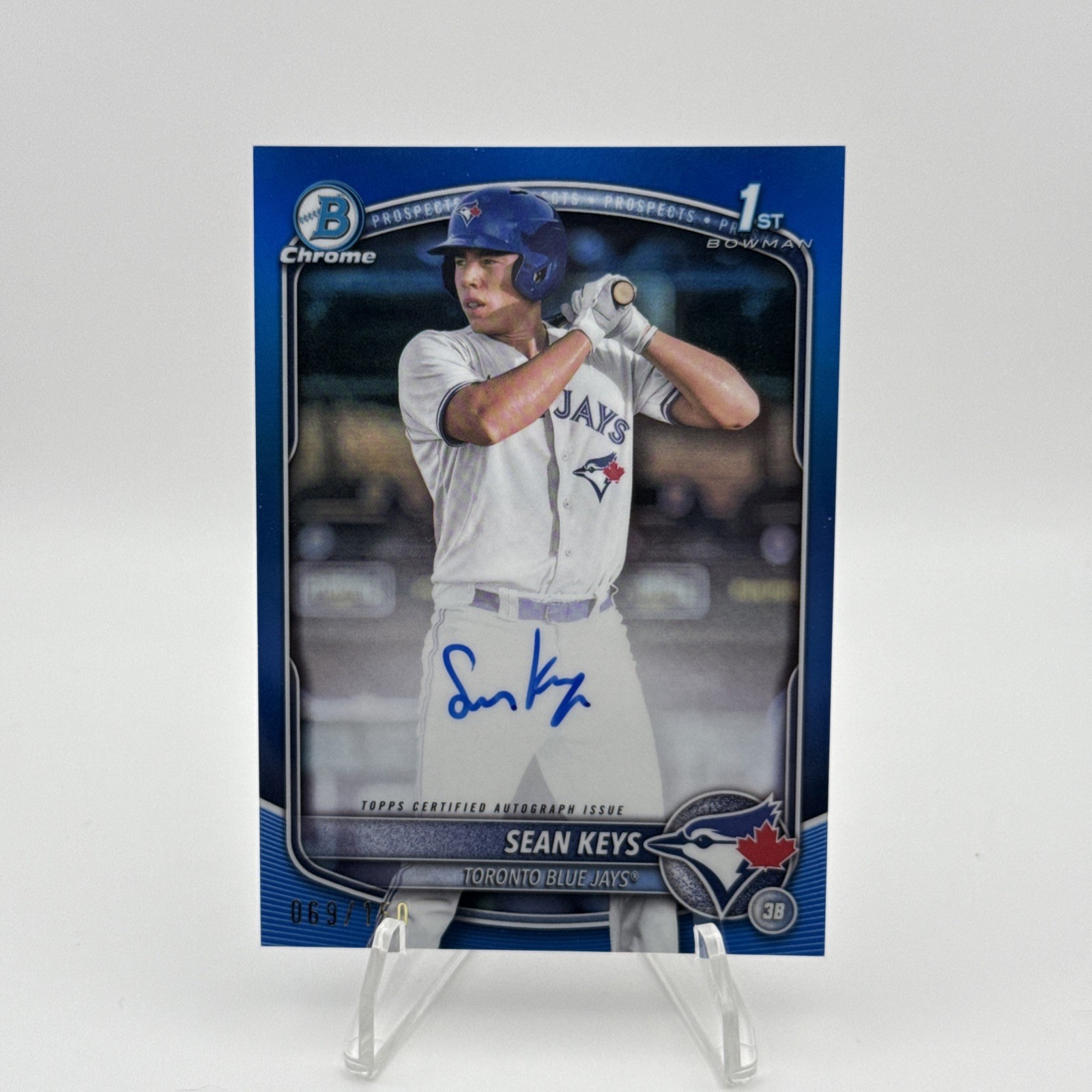 2025 Bowman Sean Keys Chrome Auto Blue Refractor 1st Prospect #69/150 Jays