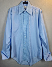 VINTAGE Oscar de la Renta After Six-Embroidered Tuxedo Shirt Blue SZ 15-33