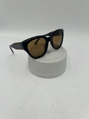 Tod's Square Sunglasses TO0222 01E Black Tan 52mm 222 Leather Design Frame