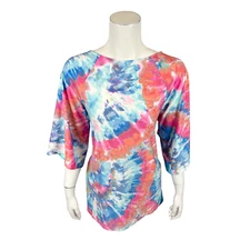 Attitudes by Renee Como Jersey Raglan Sleeves Tunic Top Tie-dye X-Large Size