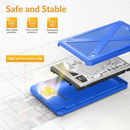 USB 3.0 Festplattengehäuse Externes Gehäuse Festplatte 2.5 Zoll SATA SSD HDD~ - Afbeelding 4 van 7