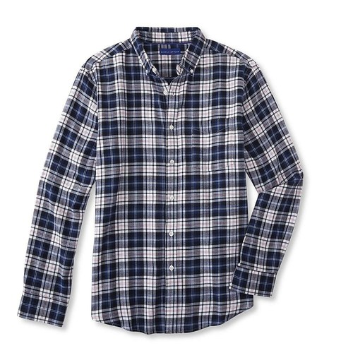 Men's Brushed Twill Long Sleeve Shirt - Plaid Blue Simply Styled Small