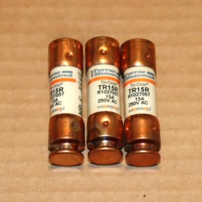 One Lot of 3 New Ferraz Shawmut Mersen Tri-Onic TR15R 15 Amp Fuse