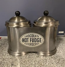 Super Rare Duel Hot Fudge Butterscotch Chocolate Warmer Dispenser Old Art Deco
