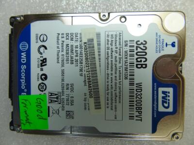 WDC, WD3200BPVT , DCM: HHMTJABB 320GB  SATA Hard Drive 2.5'', MZ03E31S1 18APR2011