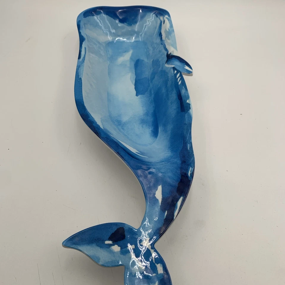 Plato para servir ballenas Nautica Home melamina 21" Ocean Sea Life Foto 3 de 4