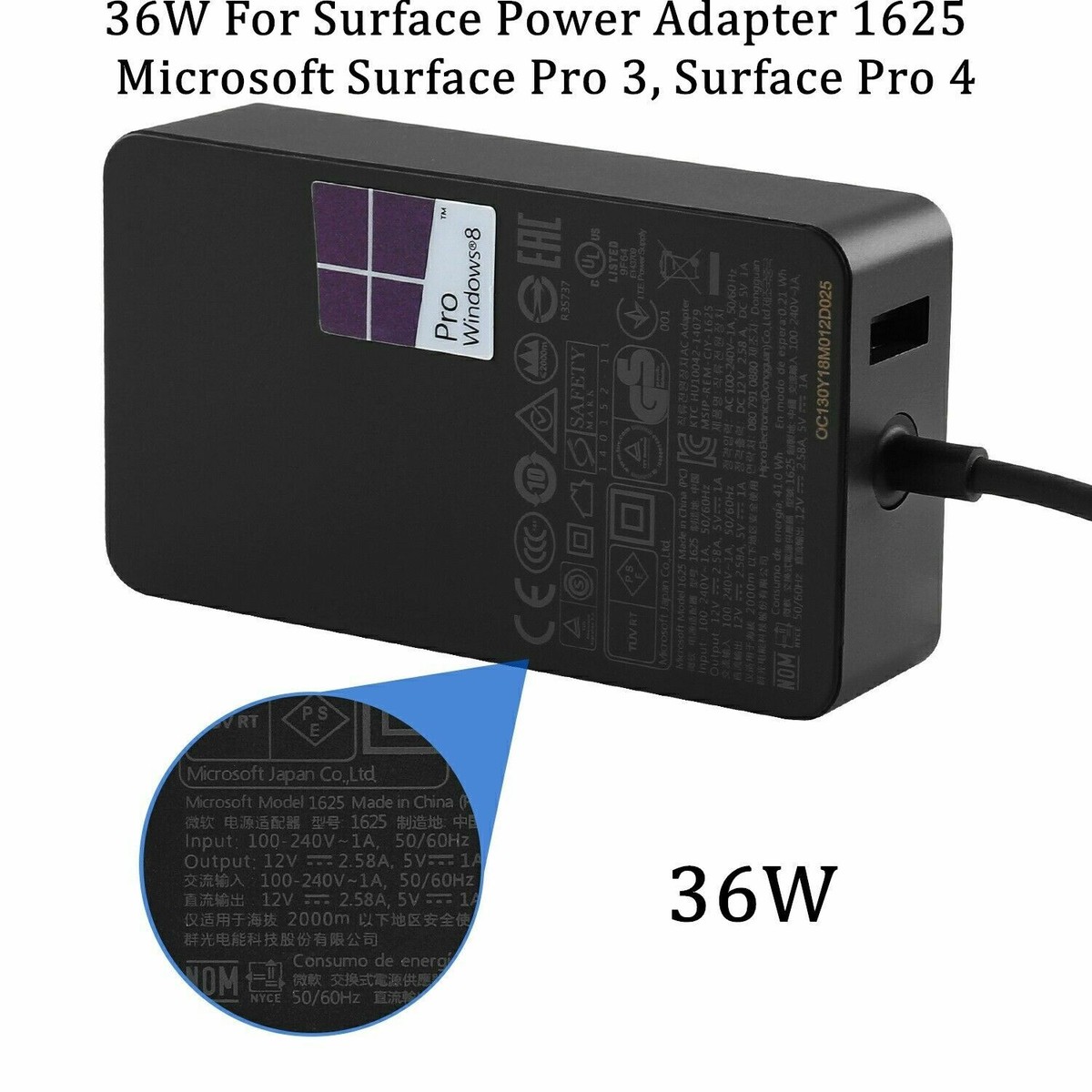 Caricabatterie Adattatore CA Originale Microsoft 1625 Surface Pro - Foto 9