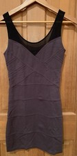 Express Mini Dress Women's XS Gray Black Sleeveless Sheer Straps