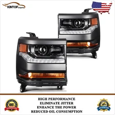 For 16-19 Chevrolet Silverado 1500 Black Left+Right Pair Headlights Assembly