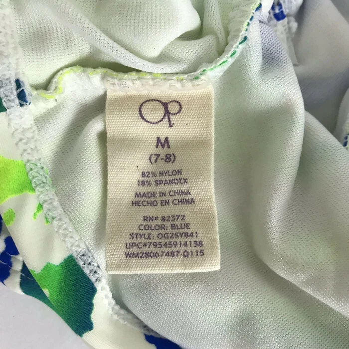 Traje de baño OP para niños talla mediana 7-8 Tankini Top azul amarillo natación Foto 4 de 4