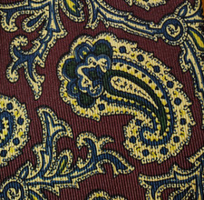 PAUL STUART ~ CORBATA DE VESTIR DE SEDA PARA HOMBRE ~ ROJO VINO, AMARILLO, AZUL, VERDE ~ PAISLEY ~ 57"