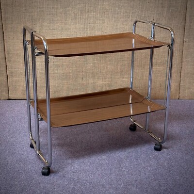 Attraktiver Vintage Mid Century klappbarer Beistelltisch Barwagen Getränkewagen